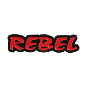 Red Rebel Enamel Pin - Punk Alt Goth Metal Protest Slogan Cool Apparel Gift NWT